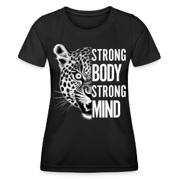 Strong Body Strong Mind Motivational Leopard - Women's Functional T-Shirt - black - Front - AI Model Female 172 light (172cm)