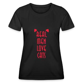 Real Men Love Cats / Katzen - Women's Functional T-Shirt - black - Front - AI Model Female 172 light (172cm)