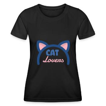 Amoureux des chats - T-shirt sport Femme - noir - Devant - AI Model Female 172 light (172cm)
