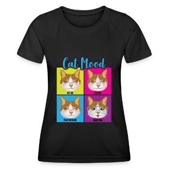 Funny Cat Moods - Women's Functional T-Shirt - black - Front - AI Model Female 172 light (172cm)