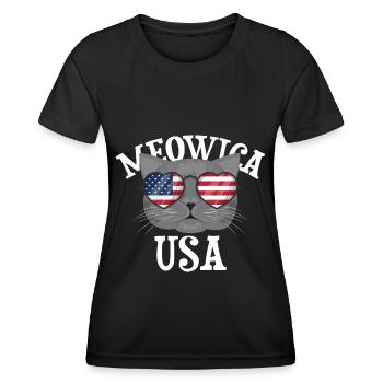 Meowica USA Cat (cat) - Women's Functional T-Shirt - black - Front - AI Model Female 172 light (172cm)