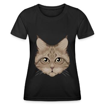 Brown Cat / Katze - Frauen Funktions-T-Shirt - Schwarz - Vorne - AI Model Female 172 light (172cm)