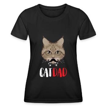 Stolzer Katzen Papa - Frauen Funktions-T-Shirt - Schwarz - Vorne - AI Model Female 172 light (172cm)