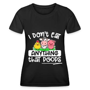 Végétarien végétalien - Je ne mange rien qui fait caca - T-shirt sport Femme - noir - Devant - AI Model Female 172 light (172cm)