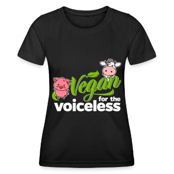 Vegan for the voiceless (Kuh) - Frauen Funktions-T-Shirt - Schwarz - Vorne - AI Model Female 172 light (172cm)