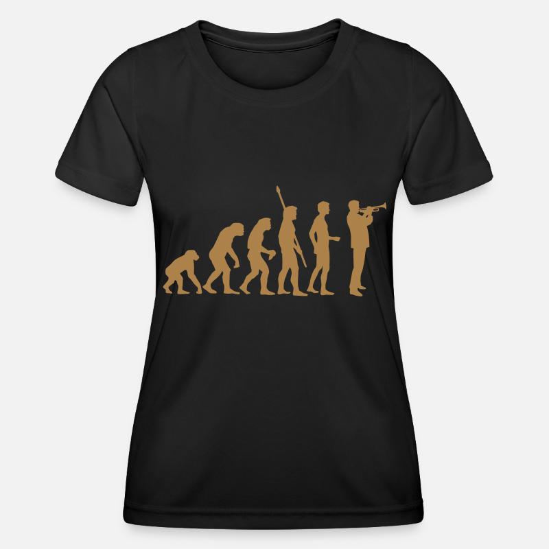 evolution_trompeter - Frauen Funktions-T-Shirt - Schwarz