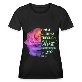 I Can Do All Things Through Christ LGBT Jesus - Frauen Funktions-T-Shirt - Schwarz - Vorne - AI Model Female 172 light (172cm)