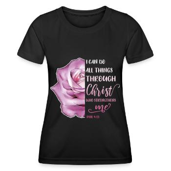 I Can Do All Things Through Christ LGBT Jesus - Frauen Funktions-T-Shirt - Schwarz - Vorne - AI Model Female 172 light (172cm)