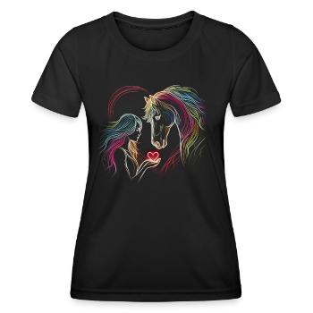 Woman Rider,Equestrian,Riding,Horse,Heart - Women's Functional T-Shirt - black - Front - AI Model Female 172 light (172cm)