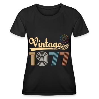 Vintage 1977 Retro Birthday Gift - Women's Functional T-Shirt - black - Front - AI Model Female 172 light (172cm)
