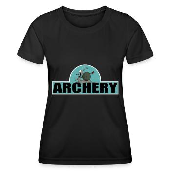 Bogenschießen Bogenschütze Cartoon lustige Bilder - Frauen Funktions-T-Shirt - Schwarz - Vorne - AI Model Female 172 light (172cm)
