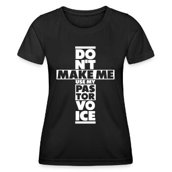 Pasteur Pasteur Prédicateur Église Chrétienne - T-shirt sport Femme - noir - Devant - AI Model Female 172 light (172cm)