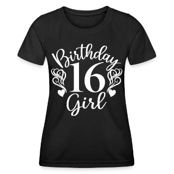 16th Birthday Women Her Birthday Girl 16 Years Old - Women's Functional T-Shirt - black - Front - AI Model Female 172 light (172cm)