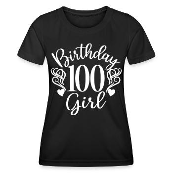 100. Geburtstag Frauen Geburtstagskind 100 Jahre alt - Frauen Funktions-T-Shirt - Schwarz - Vorne - AI Model Female 172 light (172cm)