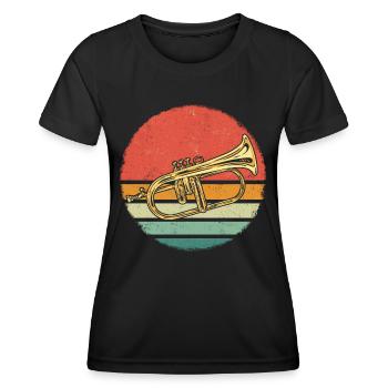 Flugelhorn Flugelhornist Horn Instrument - Women's Functional T-Shirt - black - Front - AI Model Female 172 light (172cm)
