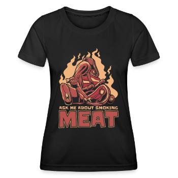 Meat Smoking BBQ Grill Smoke Beef Smoker - Women's Functional T-Shirt - black - Front - AI Model Female 172 light (172cm)