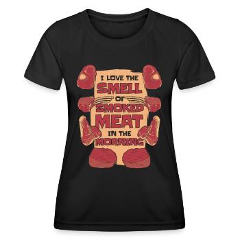 Meat Smoking BBQ Grill Smoke Beef Smoker - Women's Functional T-Shirt - black - Front - AI Model Female 172 light (172cm)