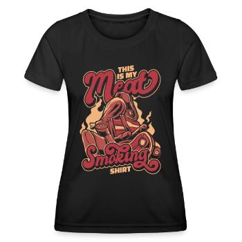 Meat Smoking BBQ Grill Smoke Beef Smoker - Women's Functional T-Shirt - black - Front - AI Model Female 172 light (172cm)