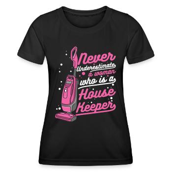 Hauswirtschaft Haushälterin Reiniger Reinigung - Frauen Funktions-T-Shirt - Schwarz - Vorne - AI Model Female 172 light (172cm)