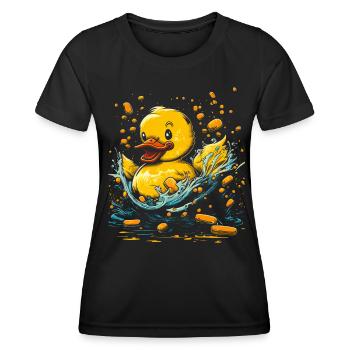 Canards en caoutchouc salle de bain Canard jaune - T-shirt sport Femme - noir - Devant - AI Model Female 172 light (172cm)