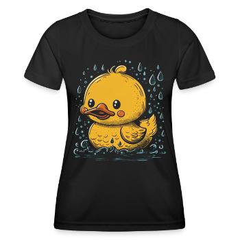 Canards en caoutchouc salle de bain Canard jaune - T-shirt sport Femme - noir - Devant - AI Model Female 172 light (172cm)