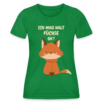 Fuchs Füchse Wildtier Waldtier Rotfuchs - Frauen Funktions-T-Shirt - Kelly Green - Vorne - AI Model Female 172 dark (172cm)