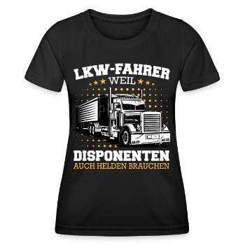 LKW Fahrer Fernfahrer Lastkraftwagenfahrer - Frauen Funktions-T-Shirt - Schwarz - Vorne - AI Model Female 172 light (172cm)