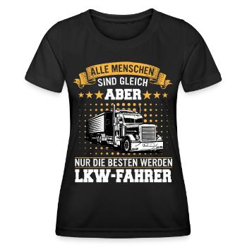 LKW Fahrer Fernfahrer Lastkraftwagenfahrer - Frauen Funktions-T-Shirt - Schwarz - Vorne - AI Model Female 172 light (172cm)