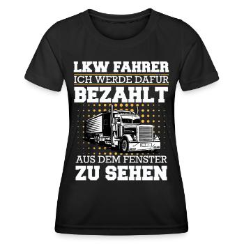 LKW Fahrer Fernfahrer Lastkraftwagenfahrer - Frauen Funktions-T-Shirt - Schwarz - Vorne - AI Model Female 172 light (172cm)