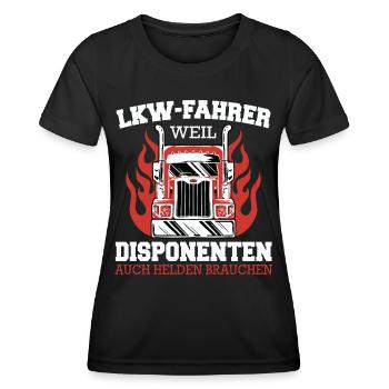 LKW Fahrer Fernfahrer Lastkraftwagenfahrer - Frauen Funktions-T-Shirt - Schwarz - Vorne - AI Model Female 172 light (172cm)