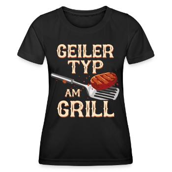 Grillen Grill BBQ Barbecue Grillschürze Griller - Frauen Funktions-T-Shirt - Schwarz - Vorne - AI Model Female 172 light (172cm)