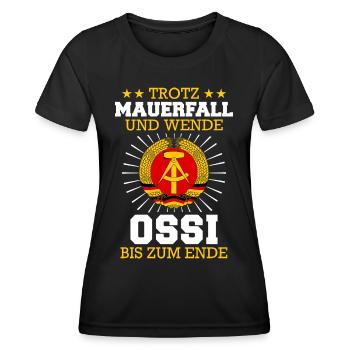 Ostdeutschland Osten Ossi DDR Heimat Ostblock - Frauen Funktions-T-Shirt - Schwarz - Vorne - AI Model Female 172 light (172cm)