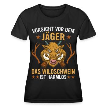 Wildschwein Jäger Wildschweine Jagd Wald Wildsau - Frauen Funktions-T-Shirt - Schwarz - Vorne - AI Model Female 172 light (172cm)