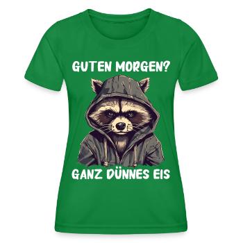 Waschbär Tier Barbados-Waschbär - Frauen Funktions-T-Shirt - Kelly Green - Vorne - AI Model Female 172 dark (172cm)