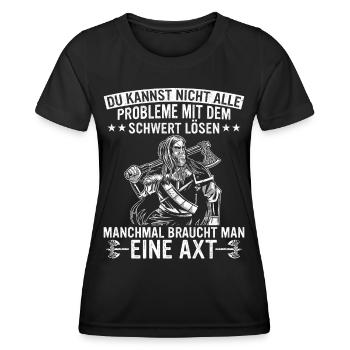 Wikinger Nordisch Krieger Valhalla - Frauen Funktions-T-Shirt - Schwarz - Vorne - AI Model Female 172 light (172cm)