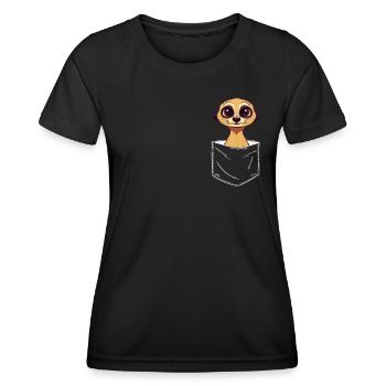 Erdmännchen Scharrtier Tier - Frauen Funktions-T-Shirt - Schwarz - Vorne - AI Model Female 172 light (172cm)