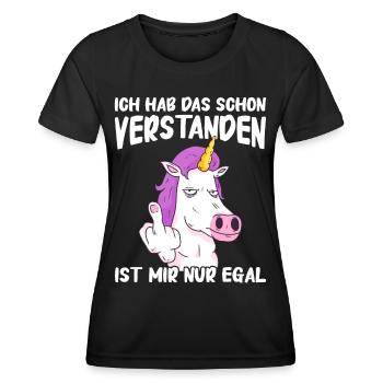 Einhorn Einhörner Fabelwesen Mystisch - Frauen Funktions-T-Shirt - Schwarz - Vorne - AI Model Female 172 light (172cm)