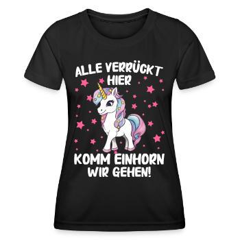 Einhorn Einhörner Fabelwesen Mystisch - Frauen Funktions-T-Shirt - Schwarz - Vorne - AI Model Female 172 light (172cm)