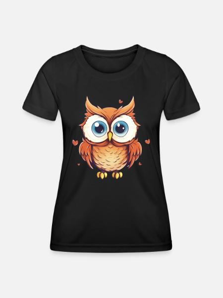 Nachteule Eule Eulen Vogel - Frauen Funktions-T-Shirt - Schwarz