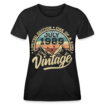 Né en juillet 1989 Né en juillet 1989 Né en juillet 1989 - T-shirt sport Femme - noir - Devant - AI Model Female 172 light (172cm)