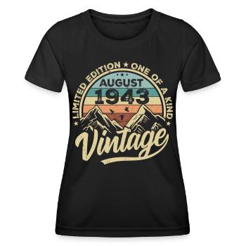 Geburtstag August 1943 Geburtstagsgeschenk August - Frauen Funktions-T-Shirt - Schwarz - Vorne - AI Model Female 172 light (172cm)