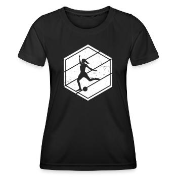 Herren Fussballspieler Fussballspielen Fussball - Frauen Funktions-T-Shirt - Schwarz - Vorne - AI Model Female 172 light (172cm)