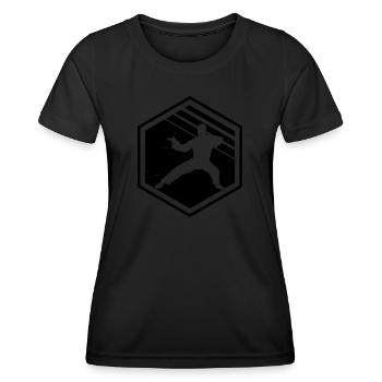 Kampfsport Kungfu Herren Wushu Damen Kung Fu - Frauen Funktions-T-Shirt - Schwarz - Vorne - AI Model Female 172 light (172cm)