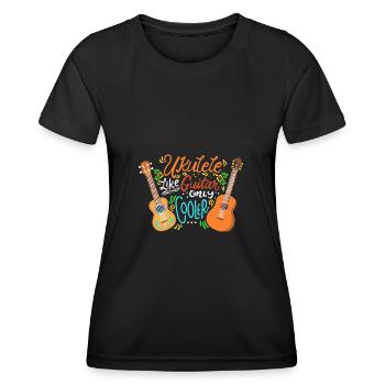 Ukulele Like Guitar Only Cooler Music Musician - T-shirt sport Femme - noir - Devant - AI Model Female 172 light (172cm)