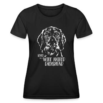 Loved by a Wire Haired Dachshund Dogs Wilsigns - Women's Functional T-Shirt - black - Front - AI Model Female 172 light (172cm)