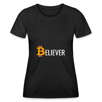 Bitcoin Croyant BTC - T-shirt sport Femme - noir - Devant - AI Model Female 172 light (172cm)