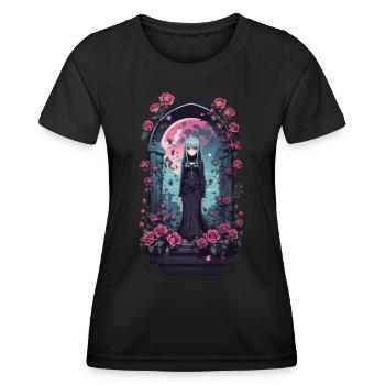 Gothique Anime Girl victorien Kawaii Design - T-shirt sport Femme - noir - Devant - AI Model Female 172 light (172cm)