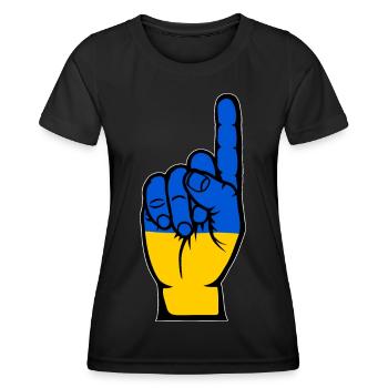 Drapeau de l’Ukraine numéro 1 - T-shirt sport Femme - noir - Devant - AI Model Female 172 light (172cm)