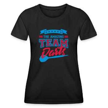 Amazing Team Darts (Schriftzug) - Frauen Funktions-T-Shirt - Schwarz - Vorne - AI Model Female 172 light (172cm)