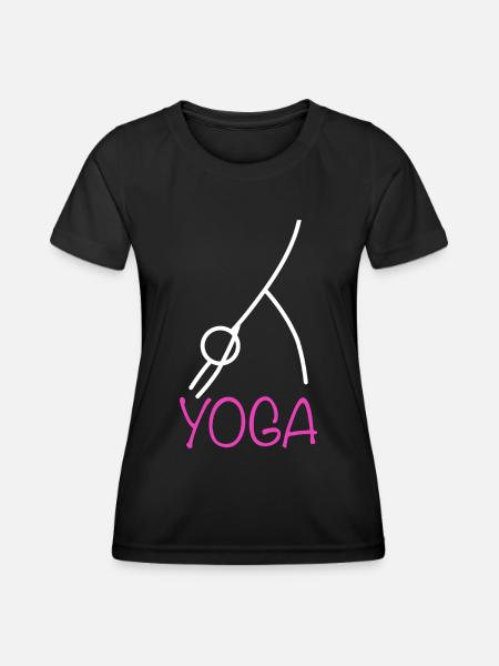 Yoga Figur - Frauen Funktions-T-Shirt - Schwarz